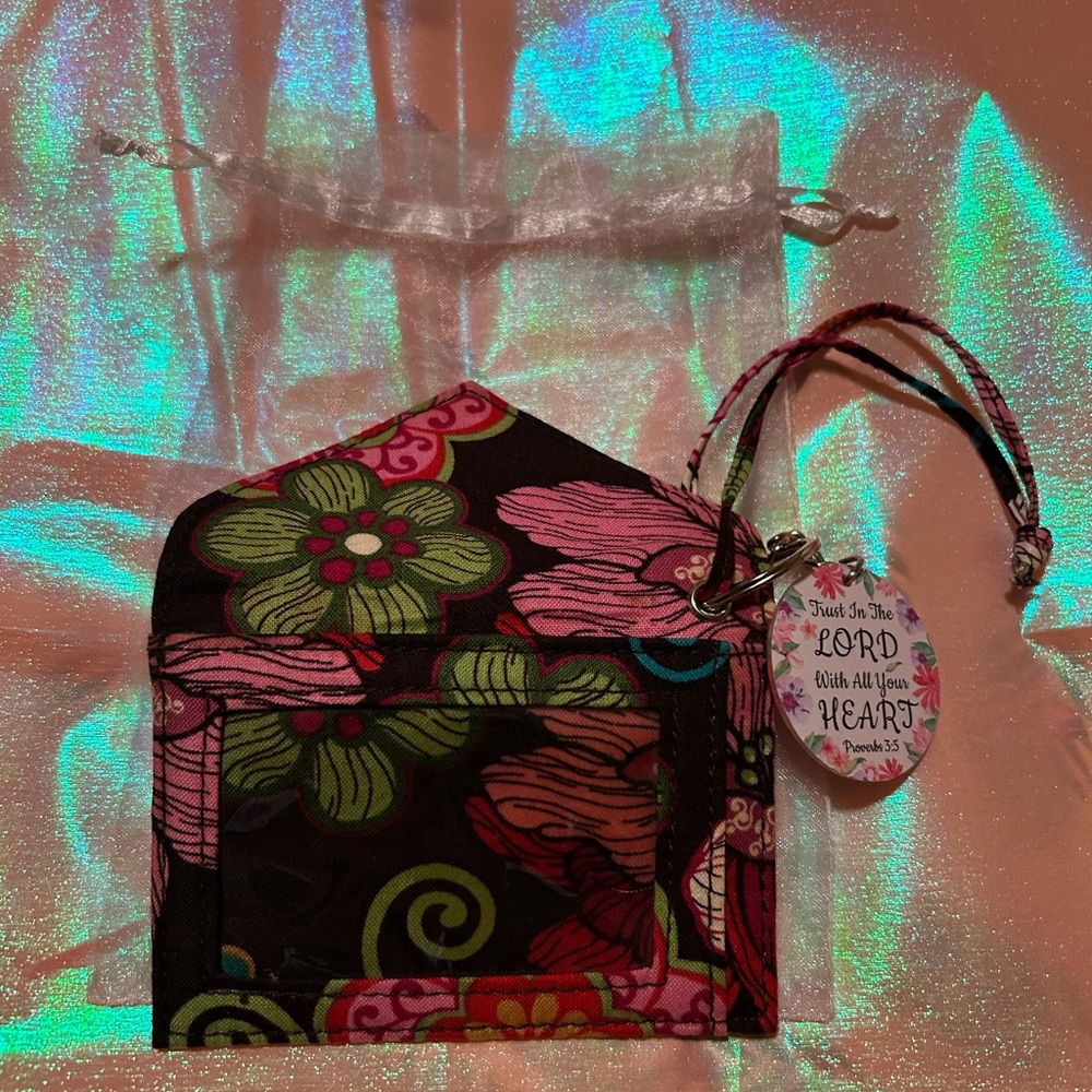 EUC Vera Bradley Small Floral Wristlet Pouch & Bag Charm - Picture 5 of 8